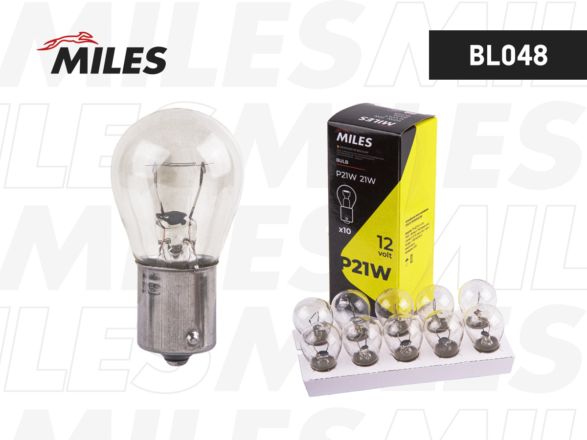 Лампа P21W 12V 21W BA15s MILES BL048