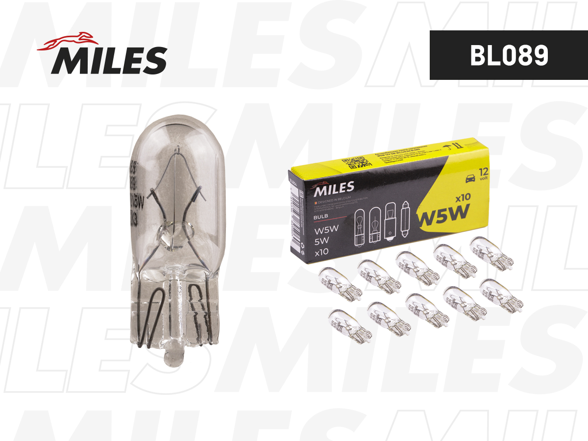 Лампа W5W 12V 5W W2,1x9,5d MILES BL089