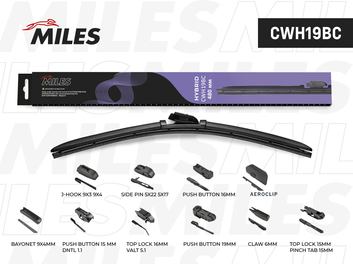 Щетка стеклоочистителя гибридная MILES, 480 мм CWH19BC