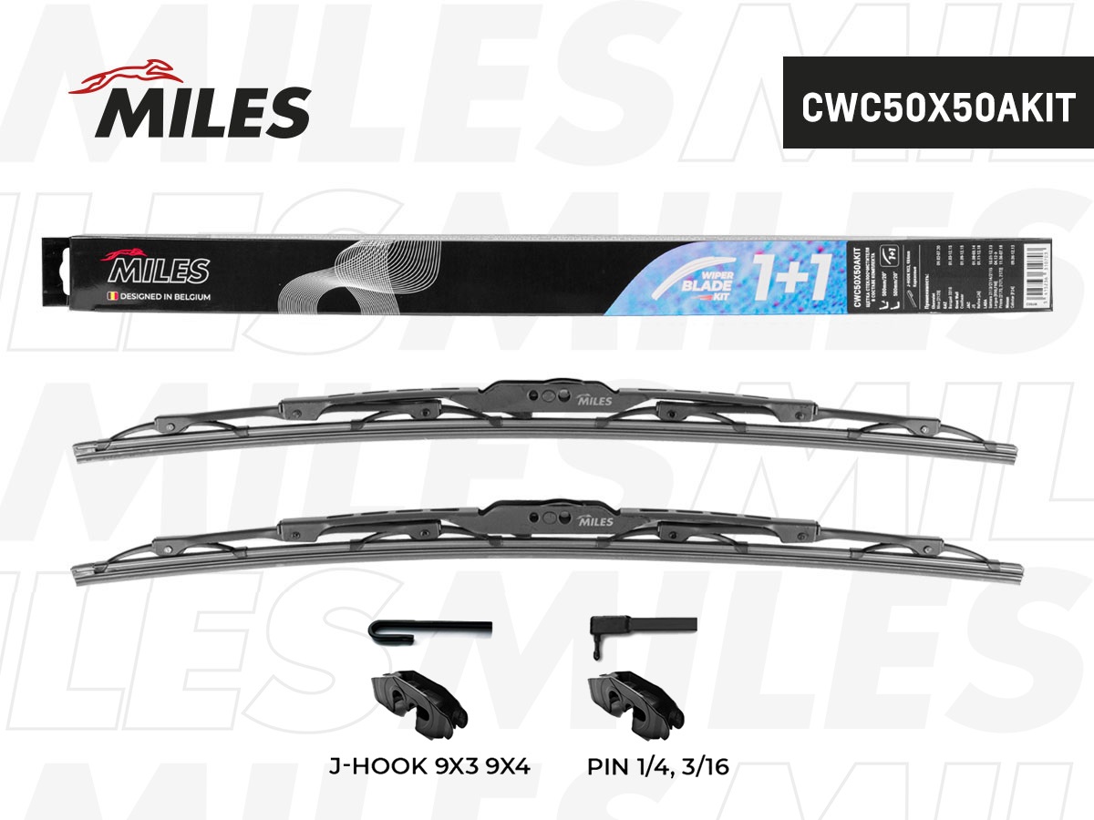 Щетки стеклоочистителя каркасные MILES, 500/500 мм CWC50X50AKIT