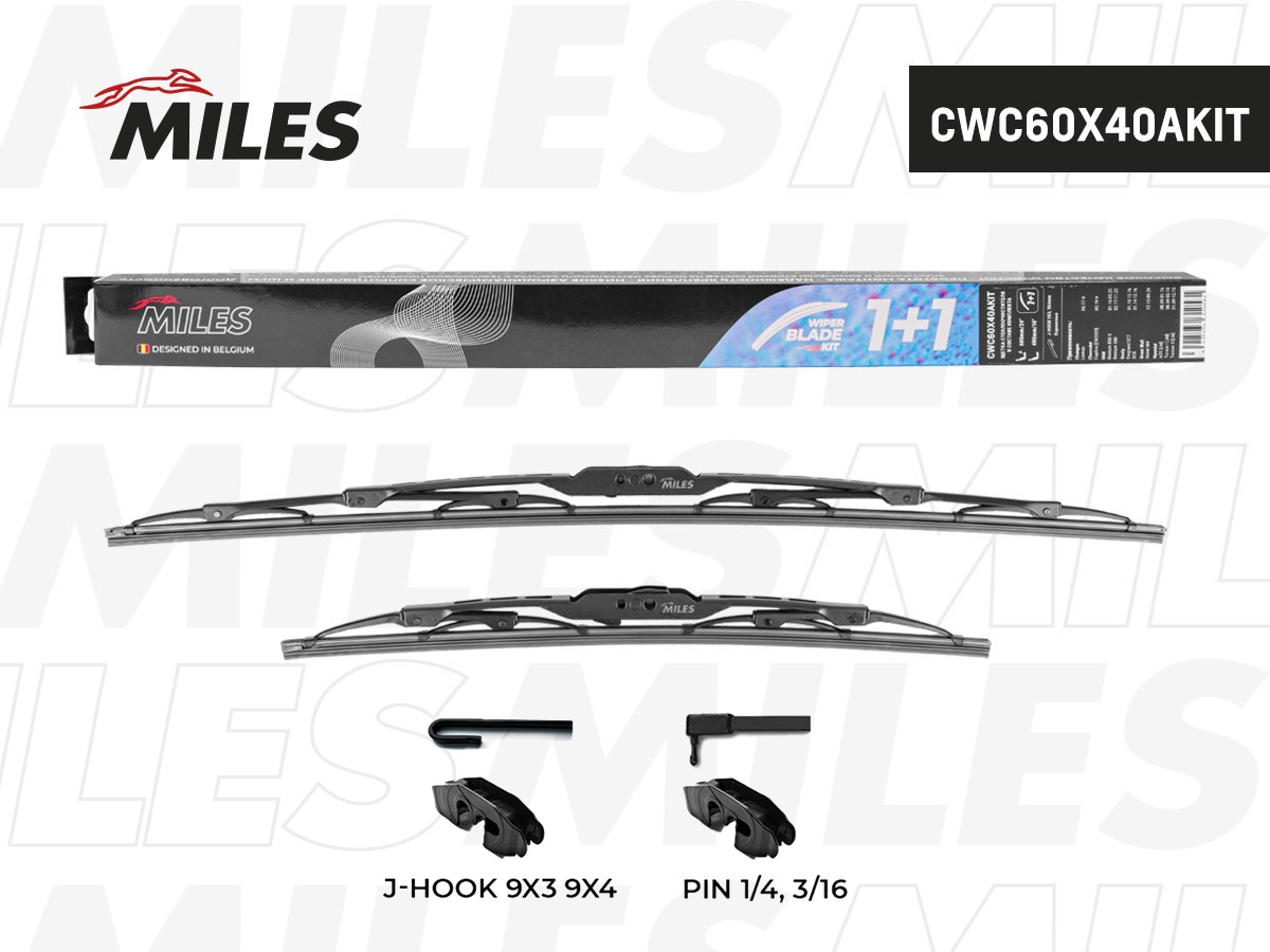 Щетки стеклоочистителя каркасные MILES, 600/400 мм CWC60X40AKIT