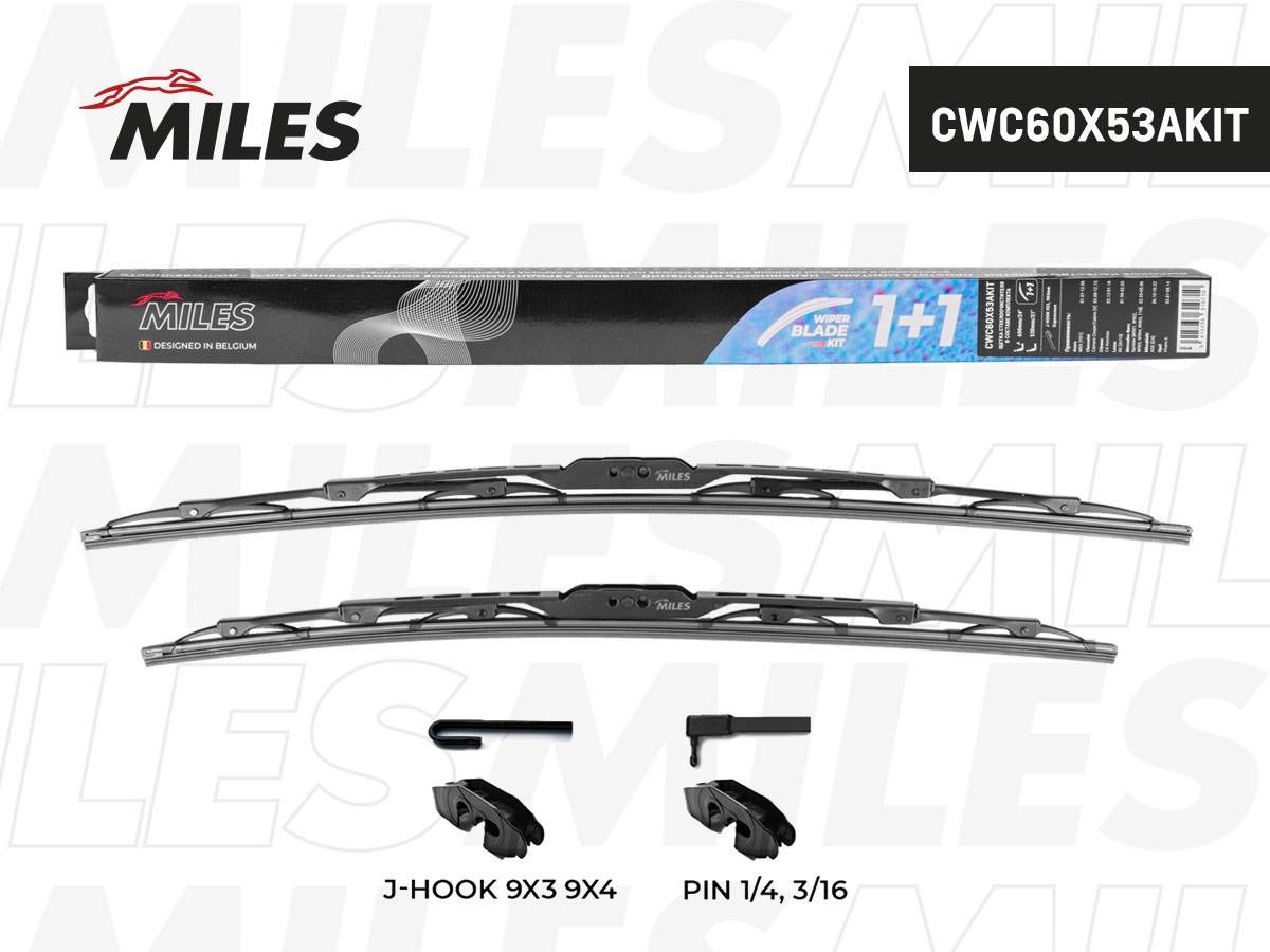 Щетки стеклоочистителя каркасные MILES, 600/530 мм CWC60X53AKIT